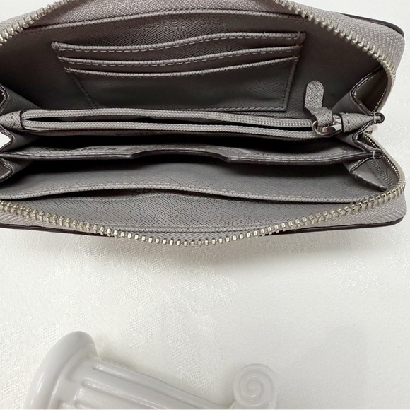 Michael Kors Gray Leather Zip-Around Wallet - Picture 7 of 11